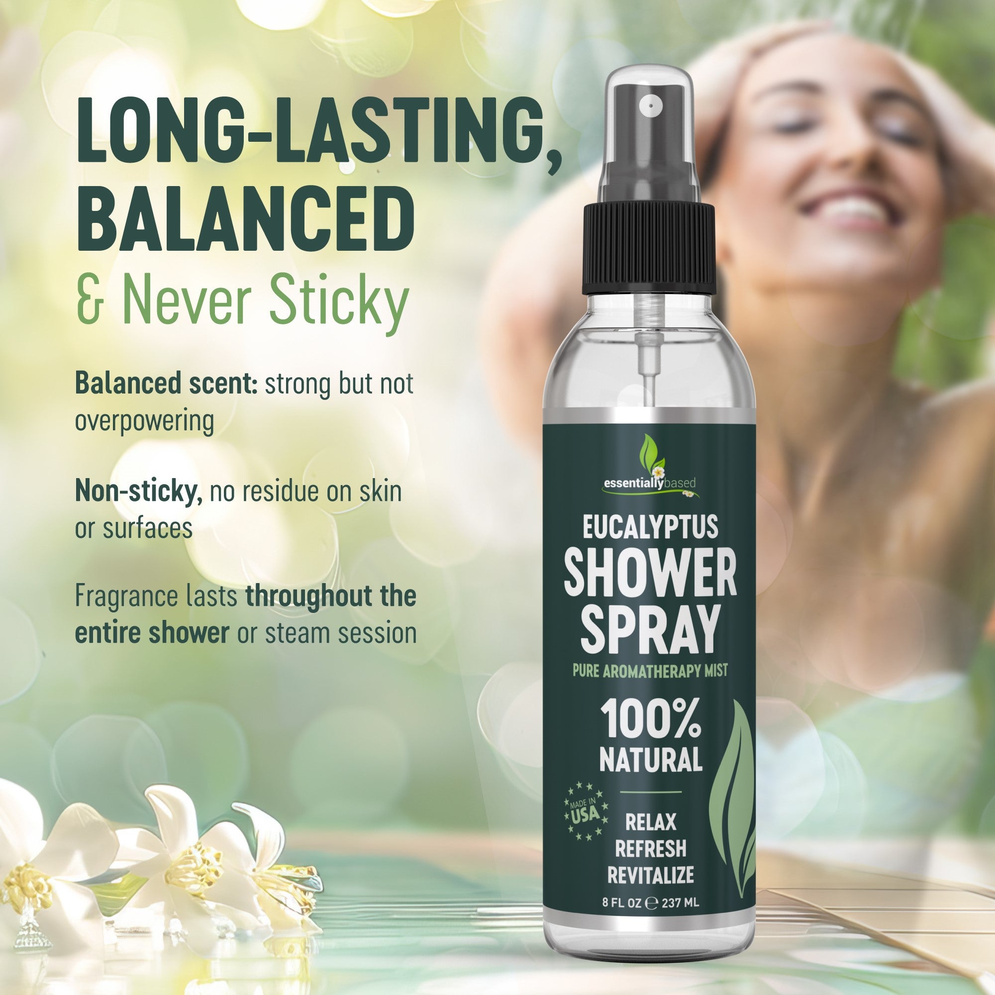 Eucalyptus Shower Spray Big (8oz) - 100% Pure and Organic Oil