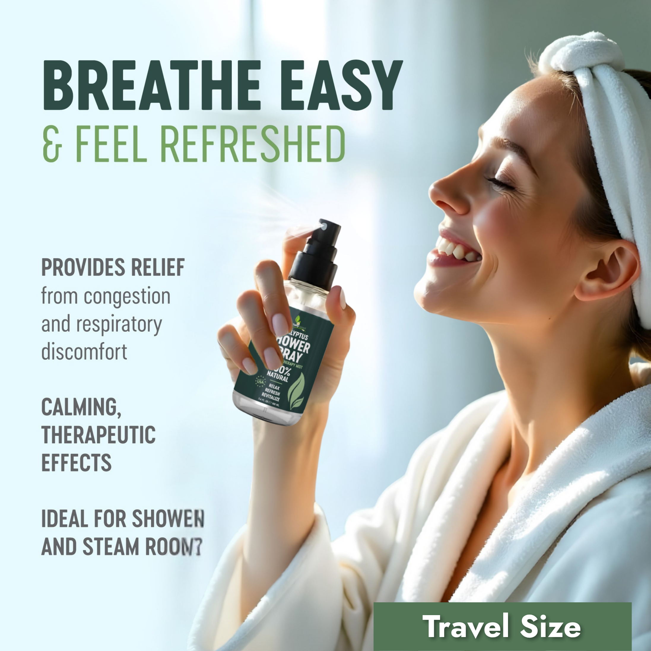 Eucalyptus Shower Spray Travel Size (3.4oz) - 100% Pure and Organic Oil