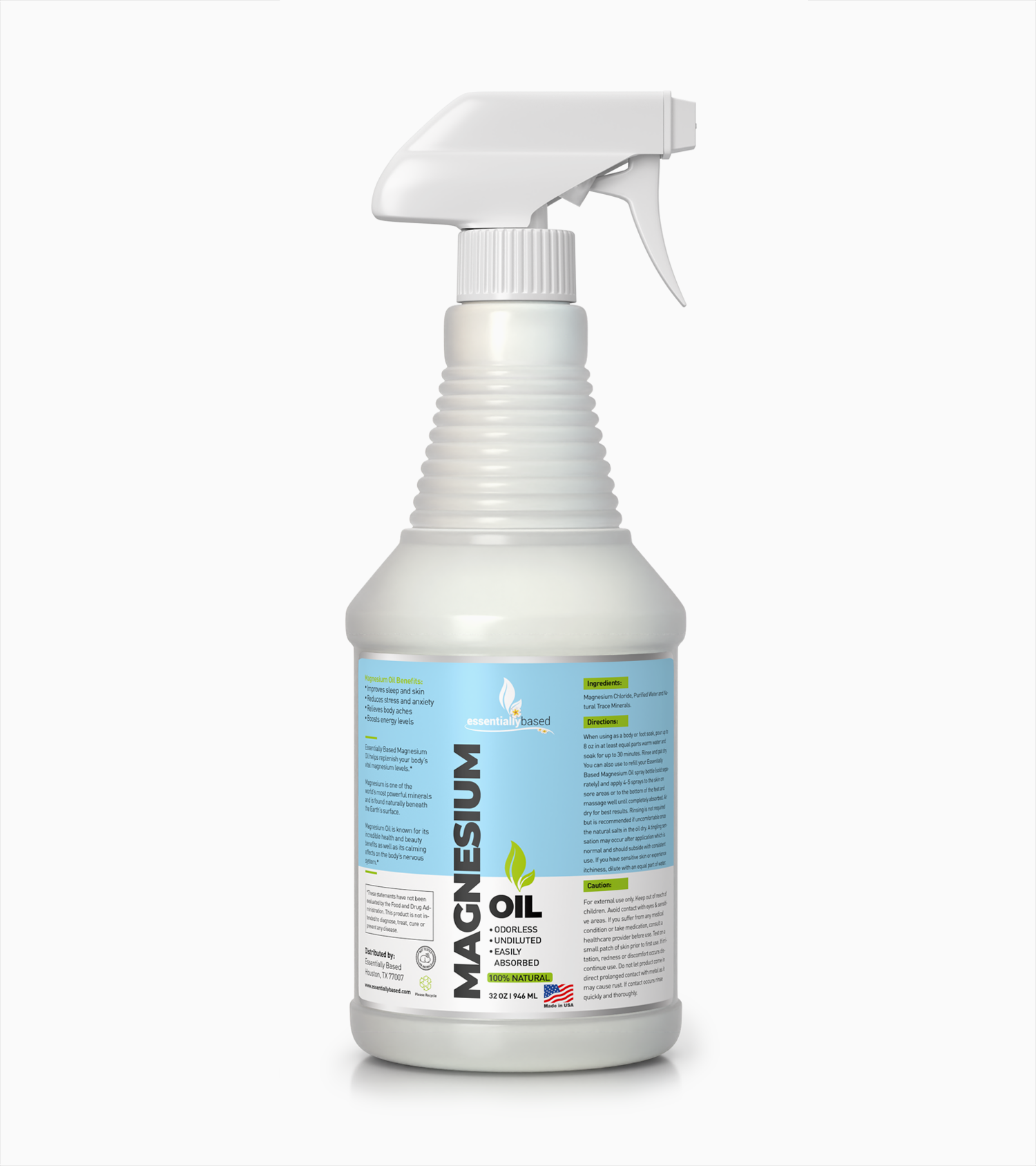 32oz Natural Magnesium Oil Spray