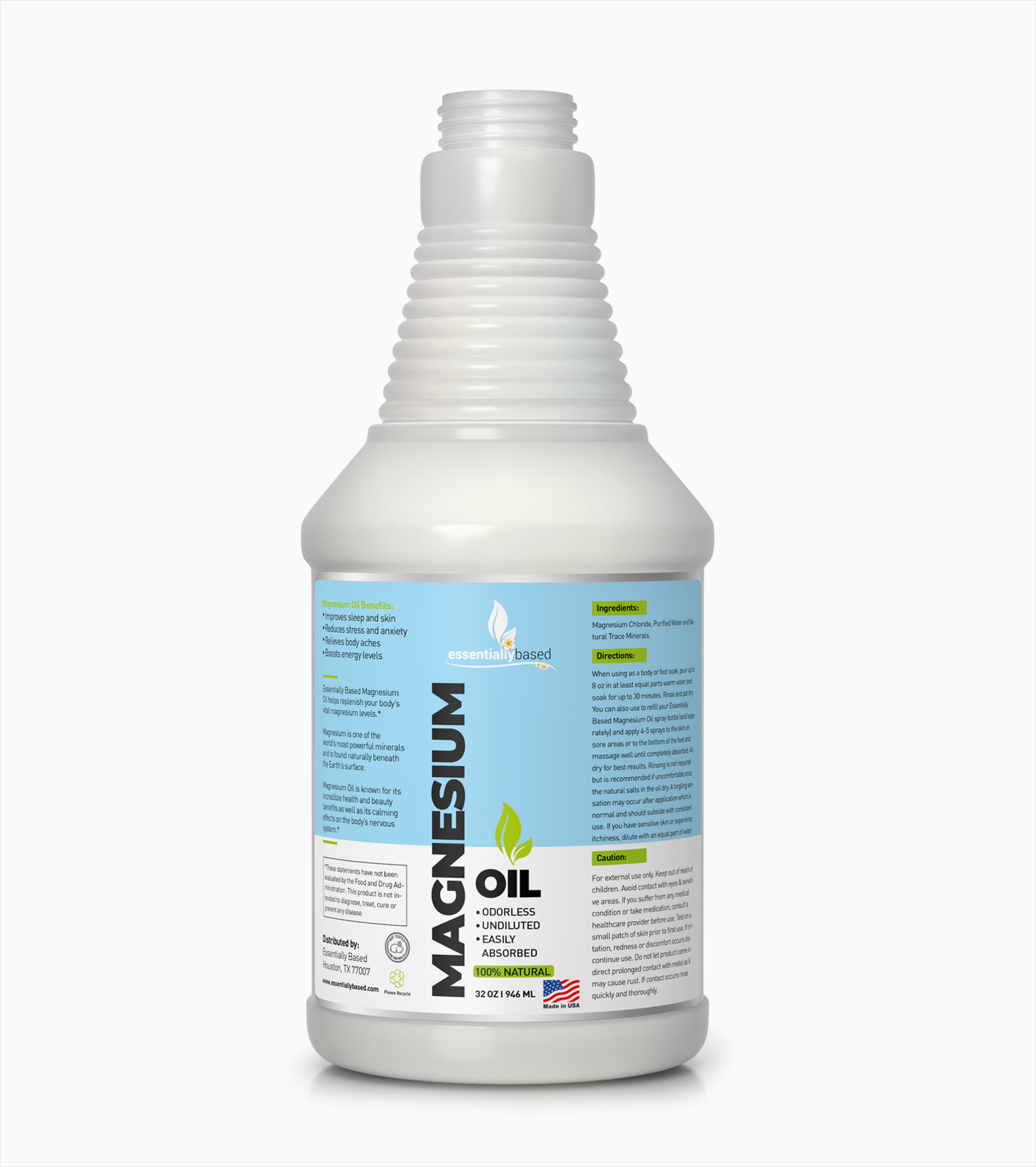 32oz Natural Magnesium Oil Spray